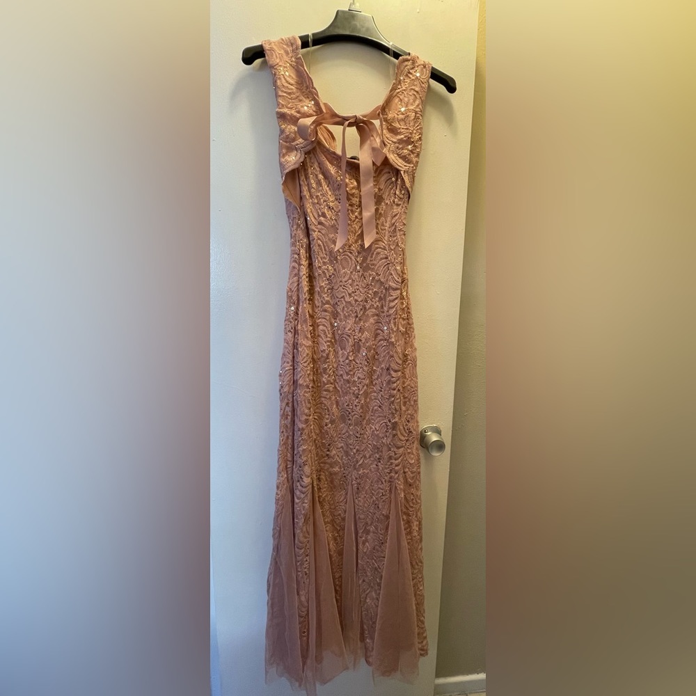 Blush prom dress with sequins